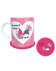 CANECA + ABAFADOR ELFO AMOR ROSA