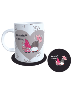CANECA + ABAFADOR ELFO AMOR CINZA