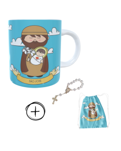 Caneca + kit terço São José