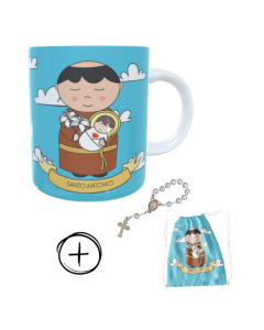 Caneca + kit terço Santo Antônio