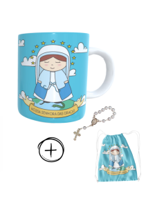 Caneca + kit terço N.S. das Graças