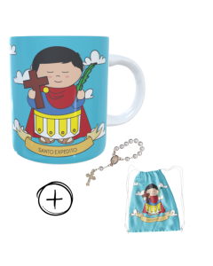 Caneca + kit terço Santo Expedito
