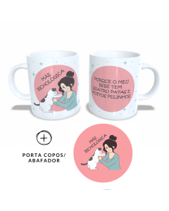 CANECA + ABAFADOR MÃE BICHOLÓGICA GATO