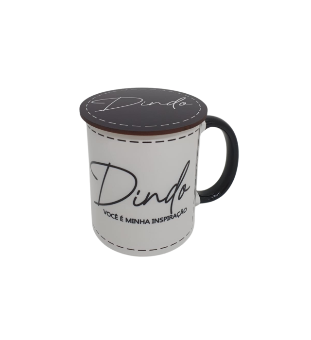 CANECA DINDO INSPIRAÇÃO + ABAFADOR MDF