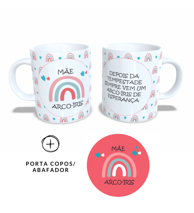 CANECA + ABAFADOR MÃE ARCO ÍRIS