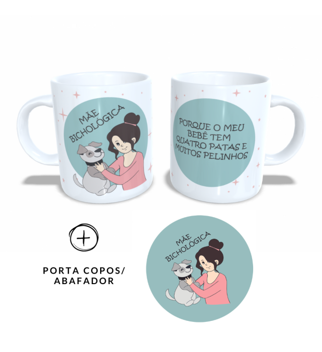 CANECA + ABAFADOR MÃE BICHOLÓGICA CACHORRO