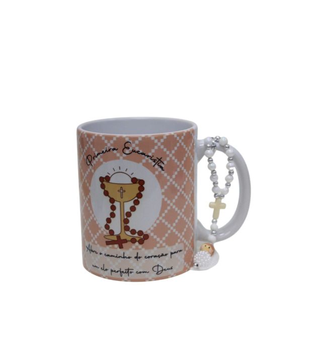 CANECA PRIMEIRA EUCARISTIA ROSA + TERCINHO
